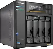 Asustor Lockerstor 4 Gen3 AS6804T, 4 Bay NAS, AMD Ryzen Quad-Core 2.3 GHz, 16GB RAM ECC DDR5, 4 M.2 NVMe Slots, Dual 5GbE and Dual 10GbE Port, USB4 Type-C, Network Attached Storage (Diskless)