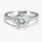 Sparkling 14K White Gold Round Cut Diamond Engagement Ring 2.25 CT F/SI1