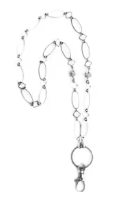 Fashion Lanyard for Women, Silver ID Badge Holder Necklace (Metal)