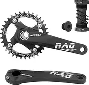 Mountain Bike Right Left Crank Arms Single Crank Ring Bot Bracket Set 170MM 104BCD Aluminum Alloy Bike Crankset for 8/9/10/11/12 Black 34T