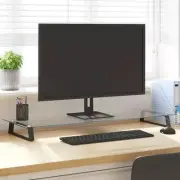 Sleek Black Tempered Glass Monitor Stand Metal 39.4x13.8x3.1 Inch Office Decor