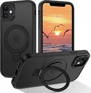 DUEDUE for iPhone 12 Mini 5.4", Magnetic Ring Holder for iPhone 12 Mini Phone Case with Kickstand, [Skin-Touch] Compatible with Magsafe, Shockproof Slim Matte Translucent Cover, Black