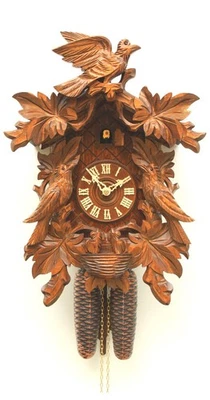 Cuckoo Clock 8 Leaves, 3 Birds, Nest RH 3431 NEW