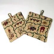 NEW- Set of 2 handmade potholders, holiday whimsical country