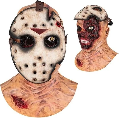Jason Mask Rotten Double Layer Horror Zombie Scary Latex Mask for Adults