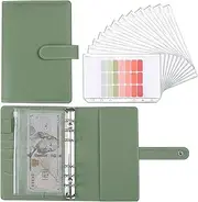 LXWHYP Money Saving Binder, Savings Challenges Book with for Cash Envelopes, 12pcs Zipper Envelopes A6 Budget Binder, Budget Planner for Managing Budgets and Saving Money -(Green-7.4IN)