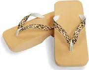 Hajime(一歩) [One Step] [Hajime] Geta Clogs, Soft and Water Resistant, Made of Sponge, 10.6 inches (27 cm), BE/Leopard x Yellow, Leopard x Yellow (Leopard x Yellow/27), Leopard × Yellow, 27.0 cm