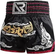 CAMBOS MMA Shorts, Muay Thai, Martial Arts, Cage Fight, BJJ, Boxing, Grappling Fighting Shorts for Men Women Kids(Black 3,Large)
