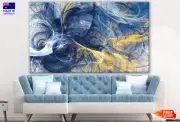 Blue Gold White Abstract Design Wall Canvas Home Decor Australian Made Quality