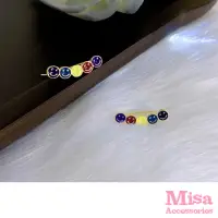 在飛比找momo購物網優惠-【MISA】韓國設計趣味可愛彩色笑臉造型耳釘(彩色耳釘 笑臉