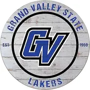 KH Sports Fan Grand Valley State Lakers Weathered Circle Sign, 20x20 Inches, Lakers Decor for Dorm Room, Fan Cave, Living Room; Display Your Team Spirit with This Grand Valley State Lakers Wall Art