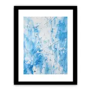 Framed Art Blue White Color Drips Framed print Art Poster