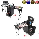Rolling Manicure Table Lockable Makeup Train Case Trolley Nail Salon Workstation