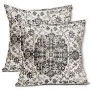 Black White Grey Ethnic Boho Throw Pillow 18" x 18" (Pack of 2) Boho-black