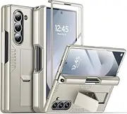 [BSNRM] for Samsung Galaxy Z Fold 6 Case with S Pen Holder & Stand, [Hinge Protection & Screen Protector] Full Body Heavy Duty Shockproof Slim Wireless Charging Case for Z Fold 6 (Titanium Gold)