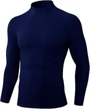 [Queerier] Men's Turtleneck Compression Shirts Long Sleeve Mock Thermal Base Layer Top Athletic Cool Dry Sports Undershirts