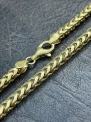 14k Gold Plated Solid 925 Sterling Silver Franco Chain 5mm Mens Necklace 18-30"