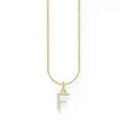 THOMAS SABO Necklace with letter pendant F and white zirconia - gold