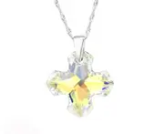 Sterling Silver Greek Cross Necklace Made With Swarovski Crystal