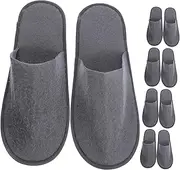 [BESPORTBLE] 10 Pairs Portable Folding Slippers Non Indoor Casual Fluffy Slippers Folding Home Entryway House Hospitality Supplies Sleepers Hotels Hotel Size Plush Cozy Invite Plush Light Grey