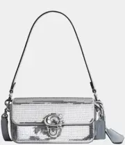 NWT $425 COACH Studio Baguette Sequin Shoulder Crossbody Bag Silver