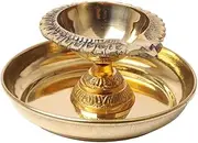 Brass Plate with Diya || Brass Laxmi Kuber Diya Big Size || Brass Plate 4 inches (Without Gift Box)