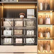 submatches Closet Organizers And Storage Clear Handbag Storage,Purse Organizer For Closet System 3 Packs Acrylic Display Case, Plastic Storage Containers Organizers