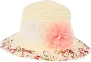 [BESTYASH] Adorable Beach Hat for Women Wide Brim Sun Protection Lightweight Woven Design for Travel and Outdoor Activities Stylish UV Shielding Accessory Beige