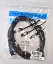9ft USB 2.0 High Speed Black Printer / Scanner Cable - Type A Male to B Male