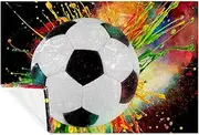 Large Fleece Throw Blanket for Couch, Sofa and Bed, Soft Blankets and Warm Throws, Cozy, Plush, Lightweight, Splash Ink Art Sport Football Soccer Ball