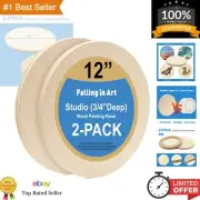 Unfinished Birch Wood Canvas Panels Kit, 12'' Round for Art & Crafts (2-Pack)