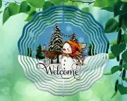 10" Welcome Winter Snowman Christmas Wind Spinner Yard Decor 3D Kinetic rws103