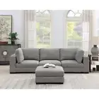 Fabric Upholstered Modular Sofa Collection Modular Customizable w/ Ottoman