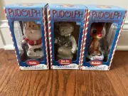 2002 Rudolph, Sam, & Santa Bobble heads NIB