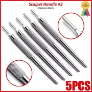 5 Pcs Sterile Surgical BP Scalpel Handle Blade Holder #3 Round Stainless Steel