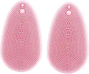 Healeved 2pcs Silicone Face Massager Deep Cleansing Brush for Oily Skin Gentle Exfoliating Scrubber Portable and Lightweight Facial Brush present for Friends Pink