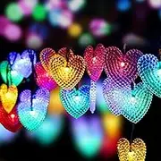 Solar LED Heart Fairy Lights, DINOWIN 20 ft 30 LED Heart Light, Waterproof Fairy Lights Decorative for Garden, Party, Wedding, Home, Festival Decoration Lighting, 8 Lighting Modes (Multi-Colour)