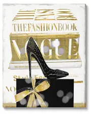 Fashion Books Stacked Glam Heels Canvas Wall Art by Madeline Blake