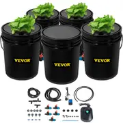 VEVOR DWC Hydroponic System, 5 Gallon 5 Buckets, Deep Water Culture Growing Bucket, Hydroponics Grow Kit with Pump, Air Stone and Connected Reservoir,