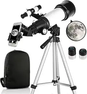 Telescope, Telescopes for Adults, 70mm Aperture 400mm AZ Mount, Telescope for Kids Beginners, Fully Multi-Coated Optics, Astronomy Refractor with Tripod, Phone Adapter, Backpack