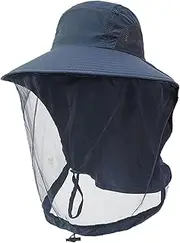 Mosquito Head Net Hat, Safari Mosquito Sun Hat with Veil Mesh Neck Flap Fishing Hiking Camping Boonie Hats Caps