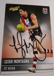 St.Kilda - Leigh Montagna signed 2012 AFL Select Card + COA