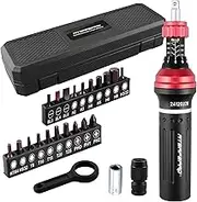 Torque Screwdriver - 10-60 in.lb,21 Pcs Inch Pound Torque Screwdriver Set - 1/4" Elastic Bit Holder and Bit Holder, Buckle Clamp, Flat, Hex, Torx, Philips, Fit for Bicycle, DIY, Tool Maintenance