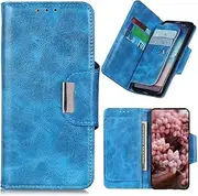 [FanYuan] Case for Motorola Edge 30 Pro, Magnetic Flip Leather Premium Wallet Phone Case, with Card Slot and Folding Stand, Case Cover for Motorola Edge 30 Pro.(Blue)