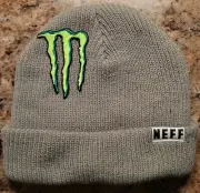 Monster Energy Athlete Only XGames Gray Winter Skull Cap Hat Beanie Neff Ski