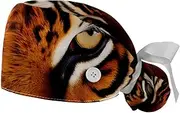 [YTYVAGT] 2-Pc,Gourd-Shaped Working Cap,Fisherman Hat with Buttons and Cotton Sweatband,Tiger Animal Pattern