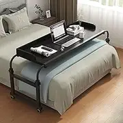Adjustable Overbed Table with Wheels for Twin/Full/Queen/King Size Bed Standing Workstation Computer Desk Food Tray Rolling Medical Table Height Adjustable & Mobile