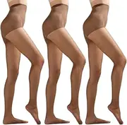[Malustar] 3 Pairs Women's 10 Denier Sheer Tights, Multiple Colours Available