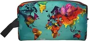 [FSCEV] World Map Storage Bag Toiletry Bag Travel Bag Cute Cosmetic Bag Makeup Accessories, White, One Size