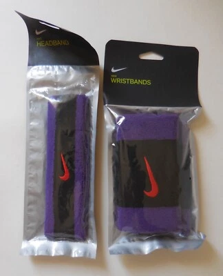 Nike Swoosh Headband & WD Wristbands Set Unisex Black/Court Purple/Chile Red